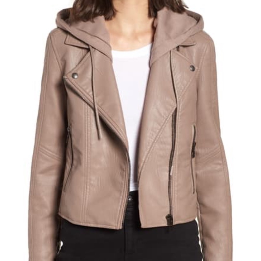 BLANKNYC faux leather moto jacket hood removes XXL